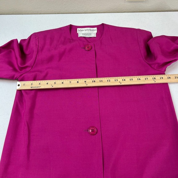 Mary‎ Ann Restivo Bergdorf Goodman Coat Jacket Pink Button Front Collarless VTG - Picture 8 of 11